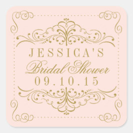  Rosa & Guld Ornate Swirl-Möhippa till förmån för Fyrkantigt Klistermärke