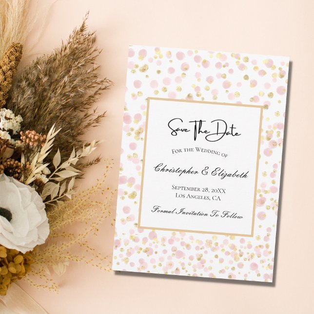 Rosa Guld Overlay QR-kod Bröllop spara datum Datumet (Skapare uppladdad)