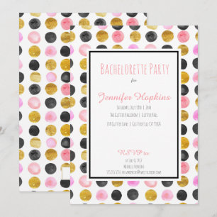 Rosa & Guld Paint Polka dots Party-inbjudningar Inbjudningar