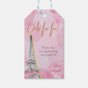 Rosa guld- Paris Eiffel för Ooh LaLa torn Bokeh Presentetikett