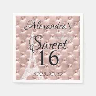 Rosa guld- Paris sweet sixteenfödelsedagsfest Pappersservett