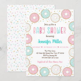 Rosa Guld Pastel Donut Baby Shower Inbjudningar