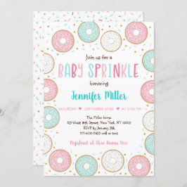 Rosa Guld Pastel Donut Baby Sprinkle Inbjudningar