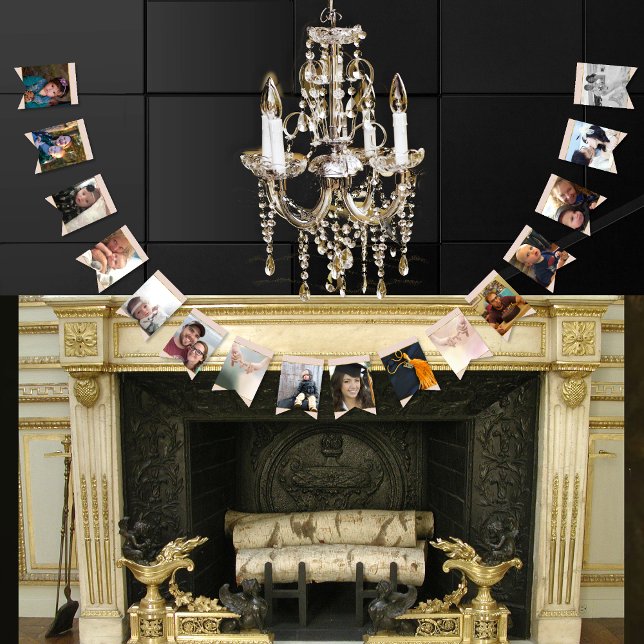 Rosa Guld Photo Studenten eller årsdag Party Vimplar (Skapare uppladdad)