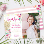 Rosa Guld Pineapple Birthday Photo Tack Kort<br><div class="desc">Rosa Guld Pineapple Birthday Photo Tack</div>