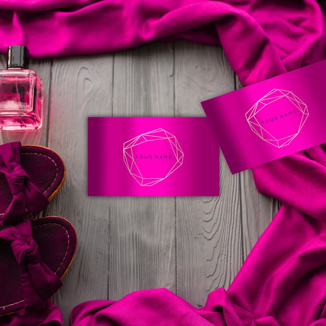 Rosa Guld Poligonal Ram Geometric Visitkort (Pink Gold Poligonal Frame Geometric Business Card)