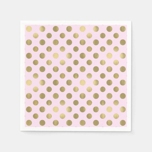 Rosa Guld Polka Dot Födelsedagsfest Pappersservett (Framsidan)