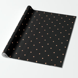 Rosa guld- polka dots för modern Faux på svart Presentpapper