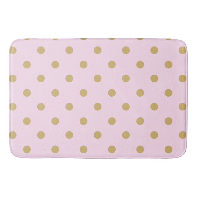 Rosa & Guld Polka dots Modern Trendig Girly Mönste Badrumsmatta (Framsidan)
