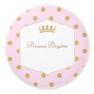 Rosa & Guld Polka dots Princess Krona Dresser Knopp