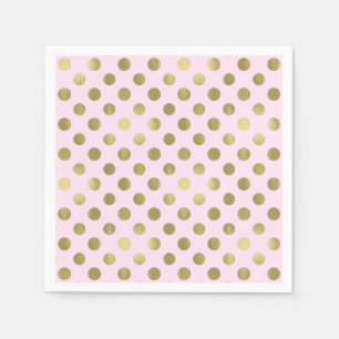 Rosa Guld Polka Prick Födelsedagsfest Pappersservett