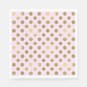 Rosa Guld Polka Prick Födelsedagsfest Pappersservett
