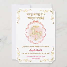 Rosa & Guld Pony Dreams-Baby Shower-inbjudan Inbjudningar