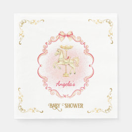 Rosa & Guld Pony Vintage-Baby Shower Napkins Pappersservett