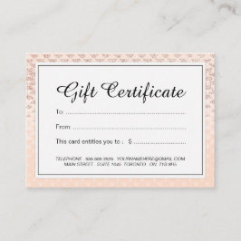 Rosa guld- presentkort för lyx rabattkort