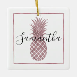 Rosa guld pricker ananas julgransprydnad keramik
