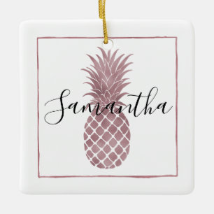 Rosa guld pricker ananas julgransprydnad keramik