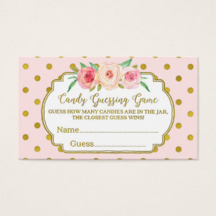 Rosa guld pricker baby showergodisen som gissar visitkort