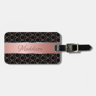 Rosa guld pricker mönstermonogramen bagagebricka
