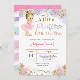 Rosa Guld Princess Baby Shower inbjudan