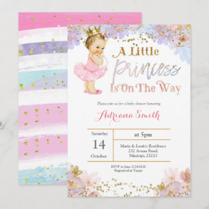 Rosa Guld Princess Baby Shower inbjudan