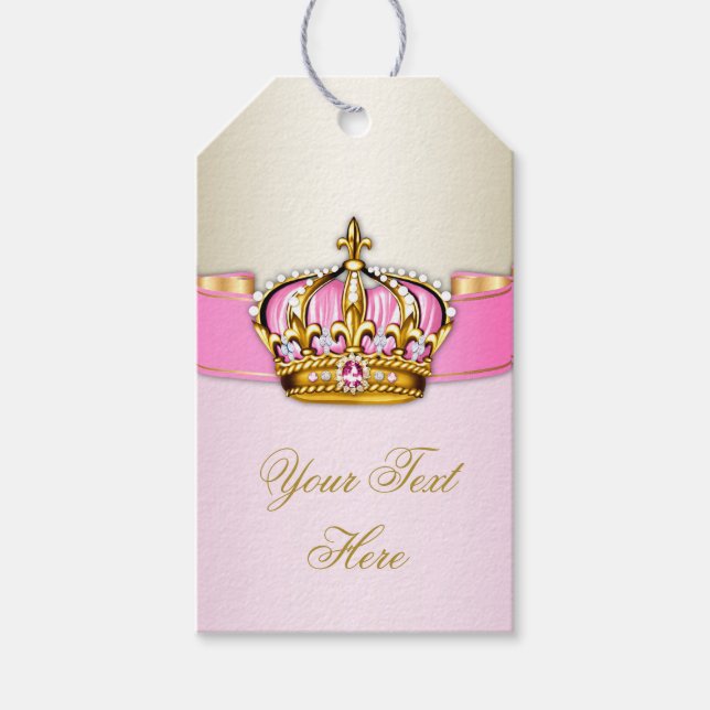 Rosa Guld Princess Baby Shower Presentetikett (Framsidan)