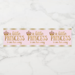 Rosa Guld Princess Baby Shower Vattenflaska Labels Vattenflaskor Etikett