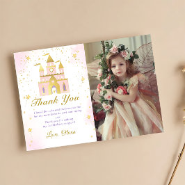Rosa Guld Princess Carriage Birthday Photo Tack Kort