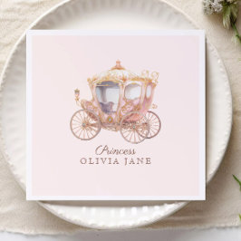 Rosa Guld Princess Carriage Fairytale Birthday Pappersservett