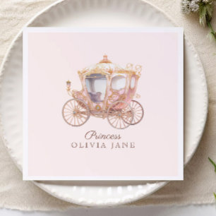 Rosa Guld Princess Carriage Fairytale Birthday Pappersservett