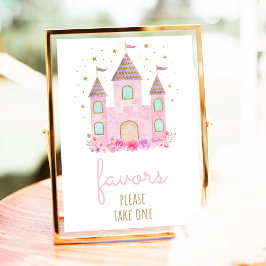 Rosa Guld Princess Castle Birthday Favors Sign Poster