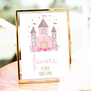 Rosa Guld Princess Castle Birthday Favors Sign Poster