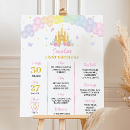 Rosa Guld Princess Castle Birthday Milestone Sign Poster