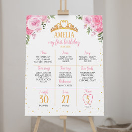 Rosa Guld Princess Krona Birthday Milestone-signat Poster