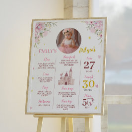 Rosa Guld Princess Krona Birthday Milestone-signat Poster