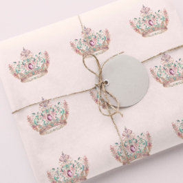 Rosa Guld Princess Krona Fairytale Birthday Presentpapper