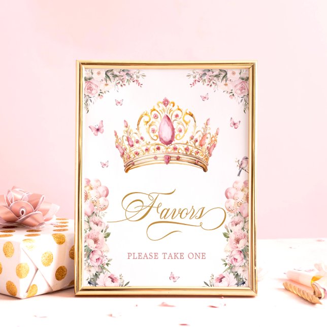 Rosa Guld Princess Krona Favors Baby Shower Poster (Skapare uppladdad)