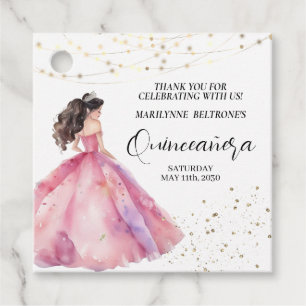 Rosa Guld Princess Quinceañera Gåvor Etiketter
