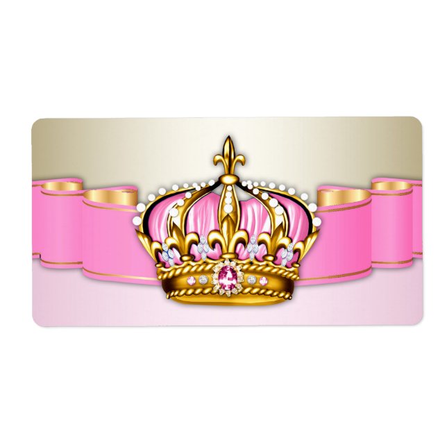 Rosa Guld Princess Vattenflaska Labels Fraktsedel (Framsidan)