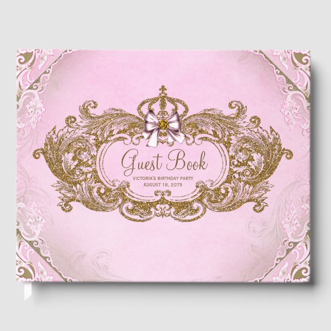 Rosa Guld Prinsessa Gästbok (Framsida)