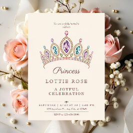 Rosa Guld Prinsessa Krona Magisk Prinsessa Fest Inbjudningar