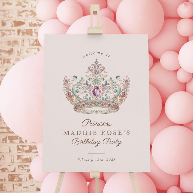 Rosa Guld Prinsessa Krona Sagolik Födelsedags Skyl Poster (Skapare uppladdad)
