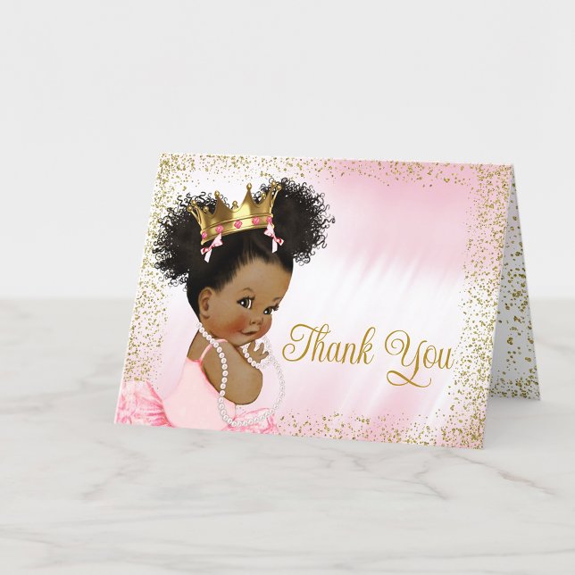 Rosa Guld Prinsessa Tutu Bebis Bebisdag Tack Kort (Add your message or leave blank for your handwritten message.)