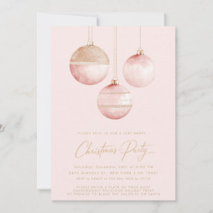 Rosa Guld-prydnadsföremål Minimalistisk jul Party Inbjudningar