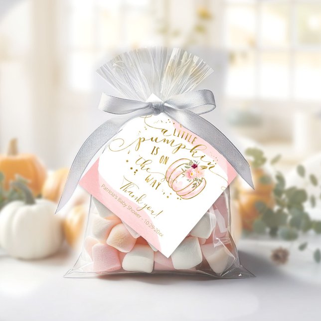Rosa Guld Pumpa Höst Baby Shower Tack Gåvor Etiketter (Skapare uppladdad)