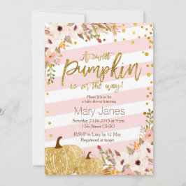 Rosa Guld Pumpkin Baby Shower-inbjudan Inbjudningar