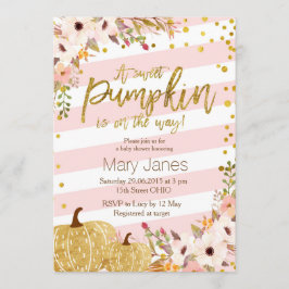Rosa Guld Pumpkin Baby Shower-inbjudan Inbjudningar