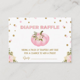Rosa Guld Pumpkin Diaper Raffle Blommigt Autumn Gi Tilläggskort