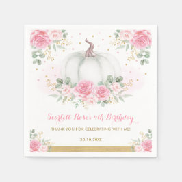 Rosa Guld Pumpkin Fall Hösthöstens Blommigt Baby S Pappersservett