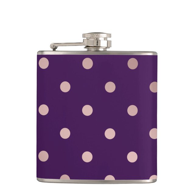 rosa guld- purpurfärgad polka dots för elegant fickplunta (Framsidan)